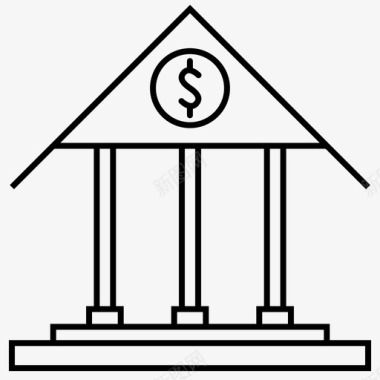 银行大楼美元金融图标图标