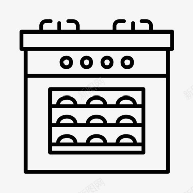 烤箱面包房烘焙图标图标