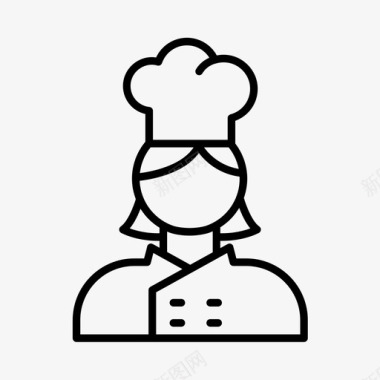 厨师面包师咖啡馆图标图标