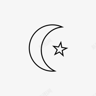 新月和星星阿拉伯伊斯兰教图标图标