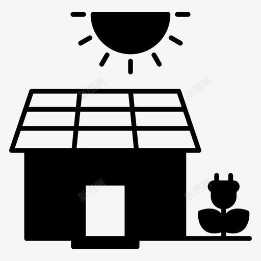 能源屋地产绿色技术图标svg_新图网 https://ixintu.com 可再生能源绿色技术雕文 地产 电力 绿色技术 能源屋