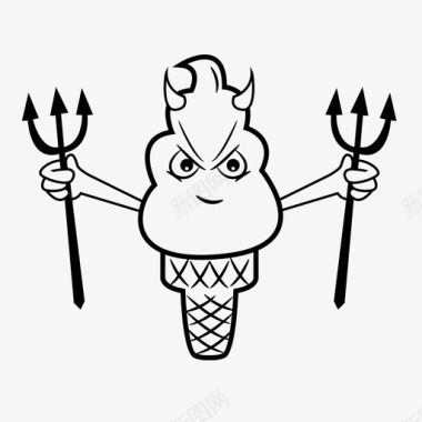 坏冰淇淋卡路里卡通图标图标