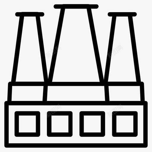 工业企业工厂图标svg_新图网 https://ixintu.com 企业 制造商 发电厂 工业 工业和建筑线图标集 工厂