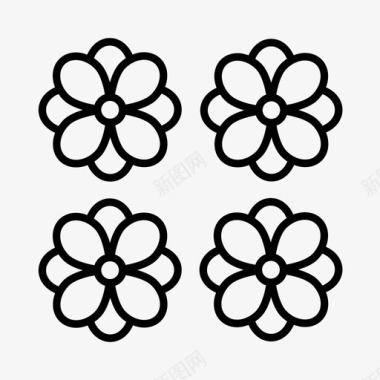 植物学花花园图标图标