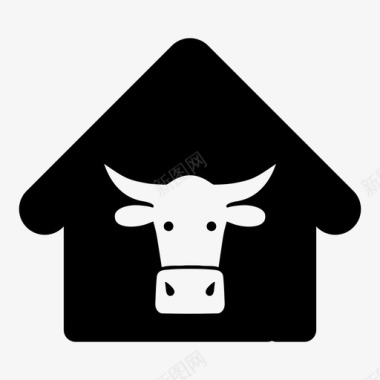 奶牛场农业牛图标图标