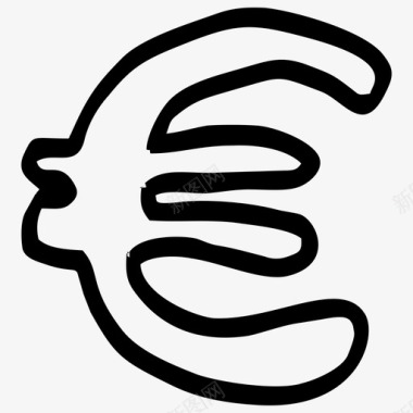 欧元货币手绘图标图标