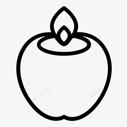 蜡烛苹果装饰图标svg_新图网 https://ixintu.com 感恩节 感恩节图标 火 苹果 蜡烛 装饰