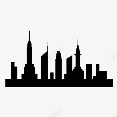 城市天际线建筑摩天大楼图标图标