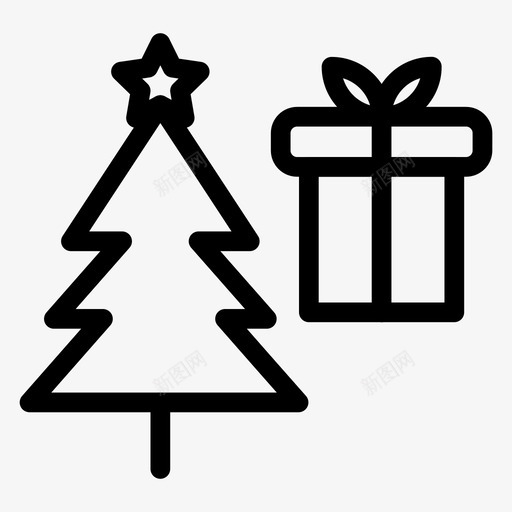 礼物圣诞节节日图标svg_新图网 https://ixintu.com 圣诞树 圣诞线图标第一卷 圣诞节 礼物 节日