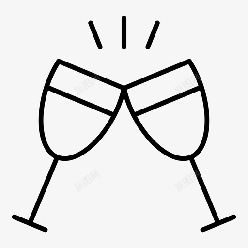 香槟酒瓶庆祝图标svg_新图网 https://ixintu.com 庆祝 派对庆祝细线图标 玻璃杯 酒瓶 饮料 香槟
