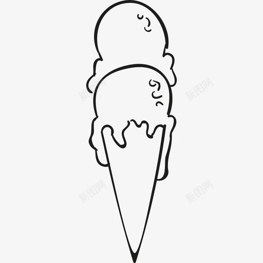 两个球冰淇淋蛋卷食物小酒馆和餐厅图标svg_新图网 https://ixintu.com 两个球冰淇淋蛋卷 小酒馆和餐厅 食物
