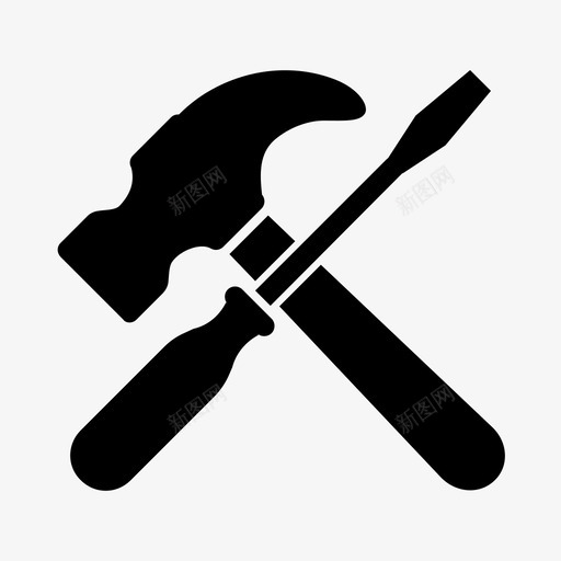 螺丝刀和锤子工具图标svg_新图网 https://ixintu.com 工具 螺丝刀和锤子
