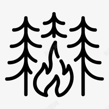 森林火灾炎热自然灾害图标图标