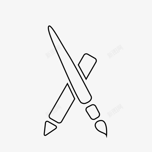 铅笔和刷子艺术定制图标svg_新图网 https://ixintu.com 定制 工具 艺术 铅笔和刷子