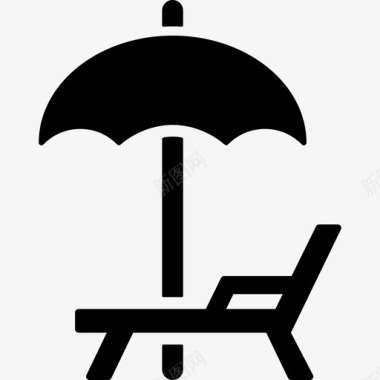 海滩伞和吊床假日暑假图标图标