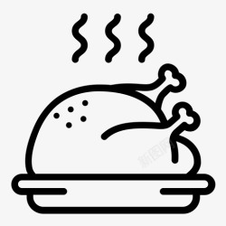 烤火图标烤火鸡烹饪晚餐图标高清图片