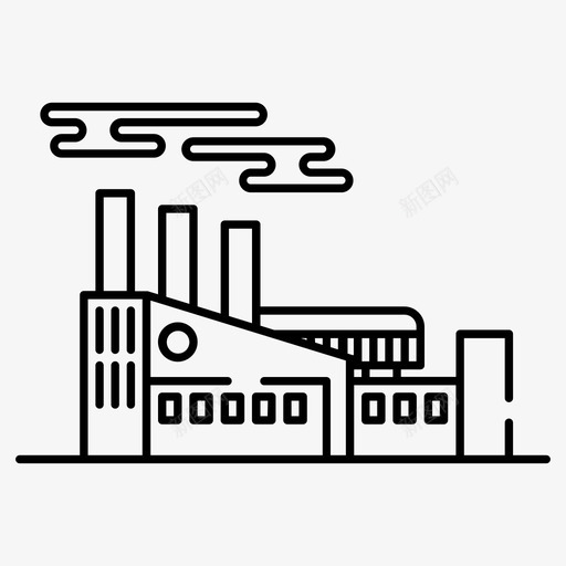 工厂建筑污染图标svg_新图网 https://ixintu.com 工厂 建筑 污染 烟雾