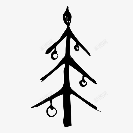 圣诞树手绘新年图标svg_新图网 https://ixintu.com 冬天 圣诞树 手绘 新年 素描