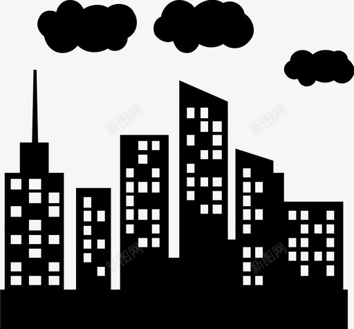 天气城市城市天际线图标svg_新图网 https://ixintu.com 云层 城市 城市天际线 天气