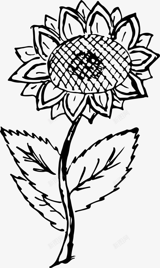 向日葵手绘植物图标svg_新图网 https://ixintu.com 向日葵 向日葵黑白 手绘 植物 素描 素描图标 黑白向日葵