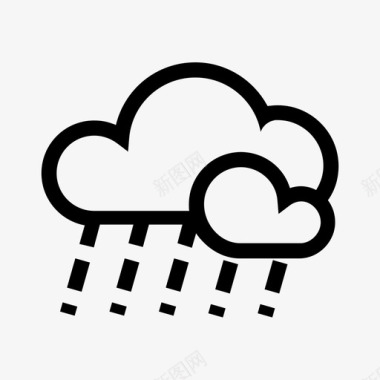 大雨多云天气预报图标图标