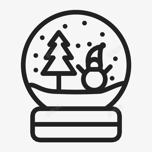 雪球里的雪人和树圣诞节新年图标svg_新图网 https://ixintu.com 圣诞节 新年 雪球 雪球里的雪人和树