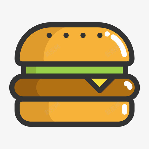 汉堡包-Burger1svg_新图网 https://ixintu.com 汉堡包-Burger1 Burger 汉堡包 水果 食物 蔬菜 器具 吃 填充 线性 扁平 手绘 多色 简约 精美 可爱 圆润
