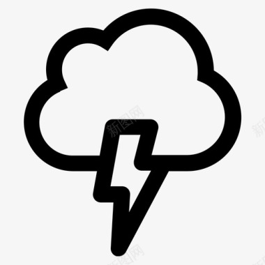 暴风雨闪电天气图标图标