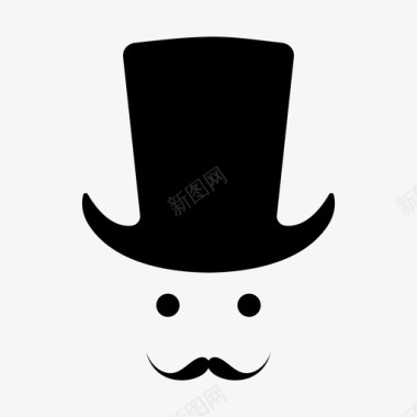 绅士圆柱帽胡子图标图标