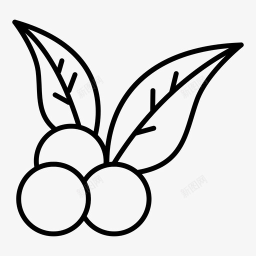 樱桃浆果食物图标svg_新图网 https://ixintu.com 圣诞节细线卷1 樱桃 水果 浆果 节日 食物