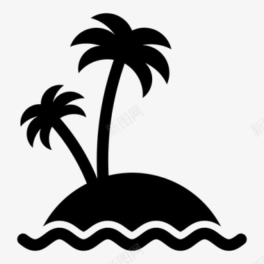 荒岛棕榈树热带图标图标