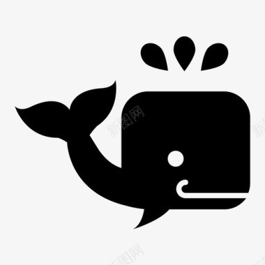 鲸鱼动物喷水孔图标图标