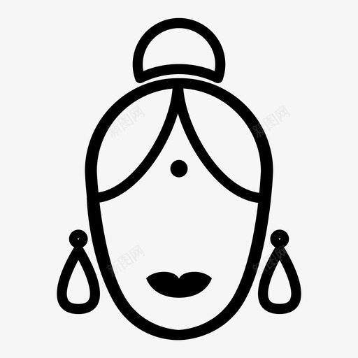 印度女人宾迪面包图标svg_新图网 https://ixintu.com 印度女人 印度食物 宾迪 耳环 脸 面包