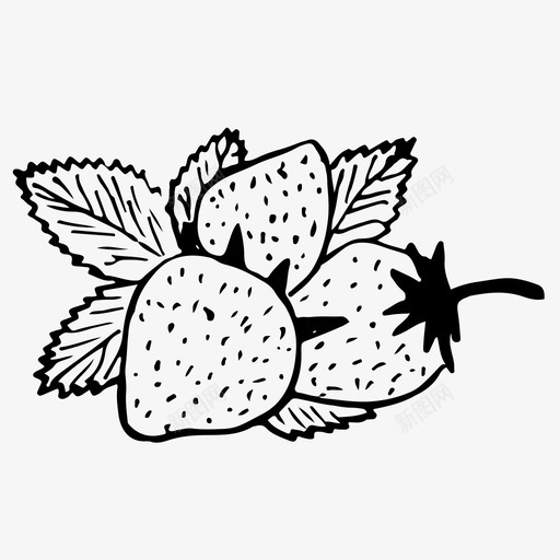 草莓浆果食品图标svg_新图网 https://ixintu.com 手绘 浆果 草莓 食品
