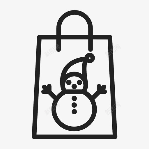 雪人购物袋圣诞节新年图标svg_新图网 https://ixintu.com 圣诞节 新年 雪人购物袋