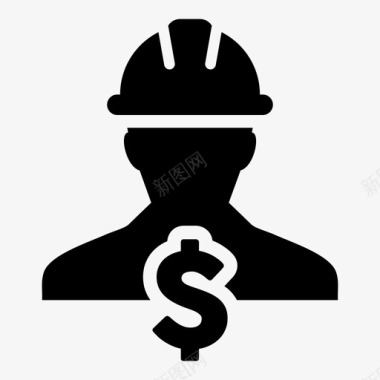 建筑工人企业美元图标图标