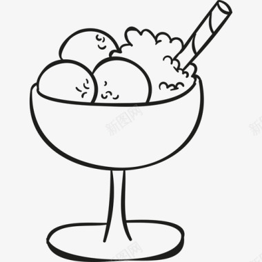 冰淇淋球杯食物小酒馆和餐厅图标图标