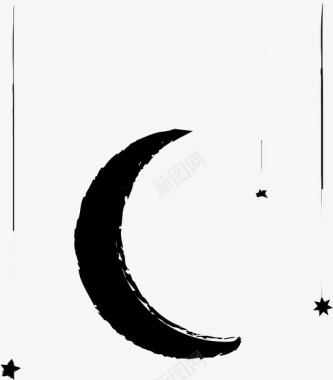 月亮和星星新月夜晚图标图标