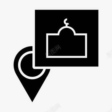 清真寺地图销占位符图标图标