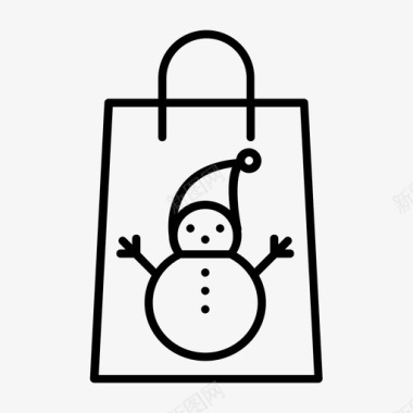 雪人在购物袋圣诞节新年图标图标
