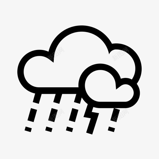 大雨多云天气预报图标svg_新图网 https://ixintu.com 下雨 多云 大雨 天气预报 雷雨