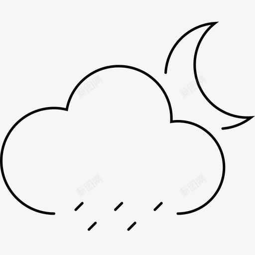云月亮雨预报天气图标svg_新图网 https://ixintu.com 云月亮雨 天气 天气线图标 预报