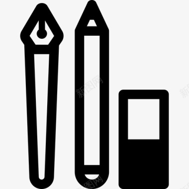 钢笔铅笔和橡皮擦应用程序界面图标图标
