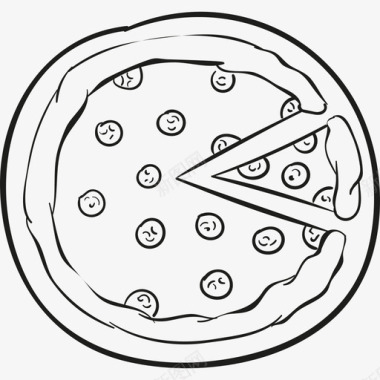 意大利香肠披萨食物小酒馆和餐厅图标图标
