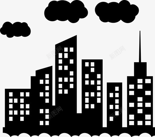 城市城市天际线云层图标svg_新图网 https://ixintu.com 云层 城市 城市天际线 天气