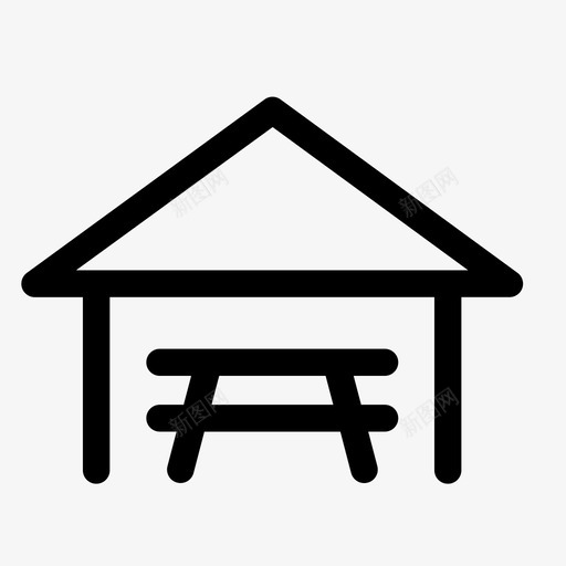 遮蔽物长凳有盖图标svg_新图网 https://ixintu.com 公园寻路 公园长凳 有盖 遮蔽物 野餐 长凳