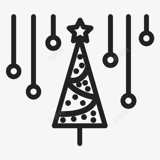 圣诞树有装饰品新年星星图标svg_新图网 https://ixintu.com 圣诞树有装饰品 新年 星星