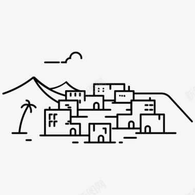 村庄非洲建筑物图标图标