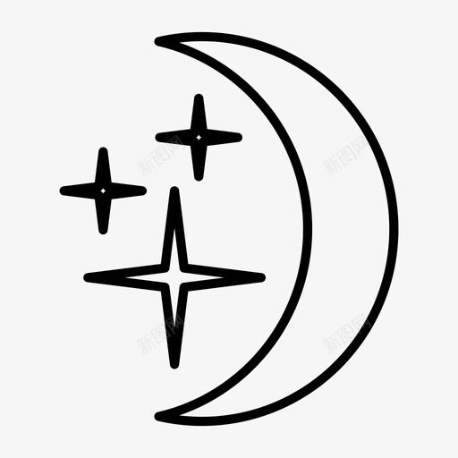 月亮和星星新月图标svg_新图网 https://ixintu.com 新月 月亮和星星