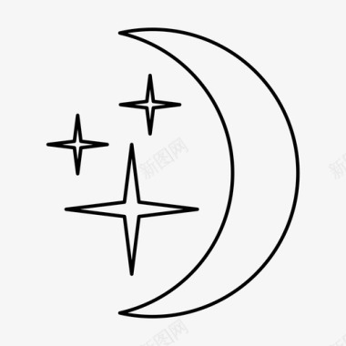 月亮和星星新月图标图标